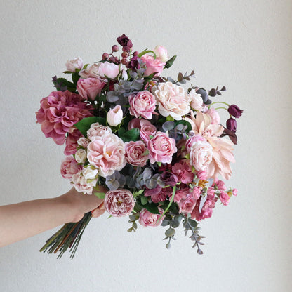 【造花】Rental Bouquet :Antipue Pink 【結婚式 フラワー 造花 ブーケ ブートニア レンタル】