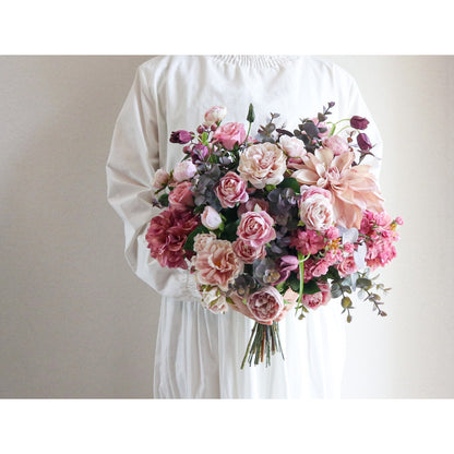 【造花】Rental Bouquet :Antipue Pink 【結婚式 フラワー 造花 ブーケ ブートニア レンタル】