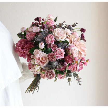 【造花】Rental Bouquet :Antipue Pink 【結婚式 フラワー 造花 ブーケ ブートニア レンタル】