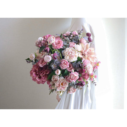 【造花】Rental Bouquet :Antipue Pink　【結婚式　フラワー　造花　ブーケ　ブートニア　レンタル】