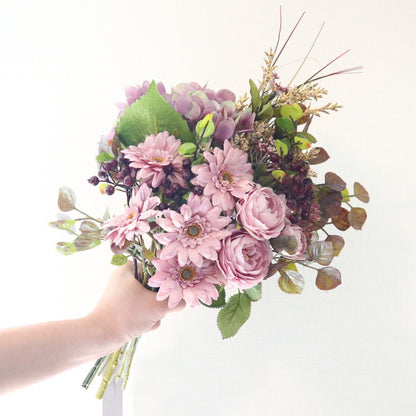 【造花】Rental Bouquet : Antique purple 【結婚式 フラワー 造花 ブーケ ブートニア レンタル】