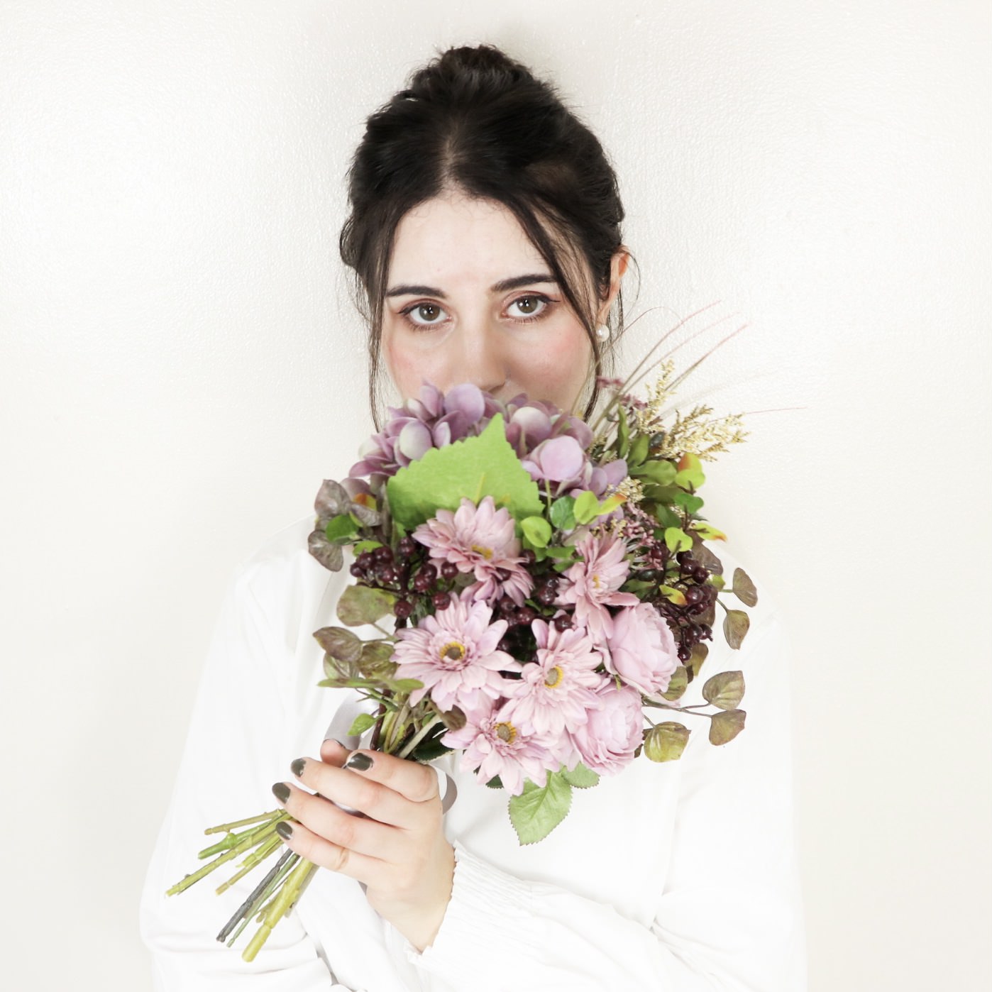 【造花】Rental Bouquet : Antique purple 【結婚式 フラワー 造花 ブーケ ブートニア レンタル】