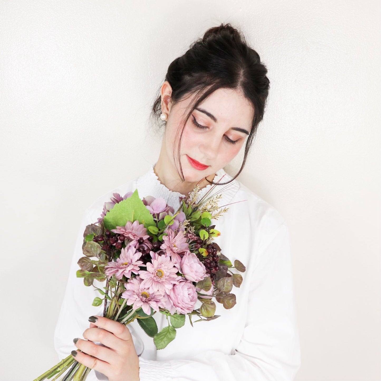 【造花】Rental Bouquet : Antique purple 【結婚式 フラワー 造花 ブーケ ブートニア レンタル】