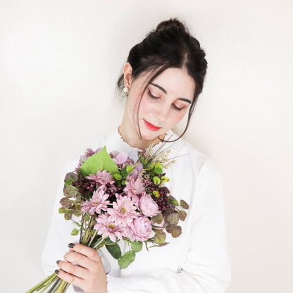 【造花】Rental Bouquet : Antique purple 【結婚式 フラワー 造花 ブーケ ブートニア レンタル】