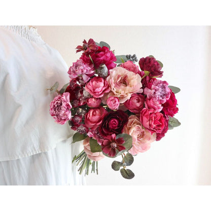 【造花】Rental Bouquet :Bordeaux Pink 【結婚式 フラワー 造花 ブーケ ブートニア レンタル】