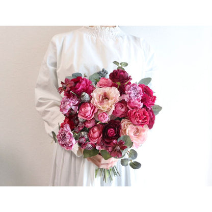 【造花】Rental Bouquet :Bordeaux Pink 【結婚式 フラワー 造花 ブーケ ブートニア レンタル】