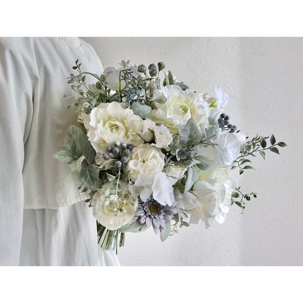 【造花】Rental Bouquet :Chateau Blanc　【結婚式　フラワー　造花　ブーケ　ブートニア　レンタル】