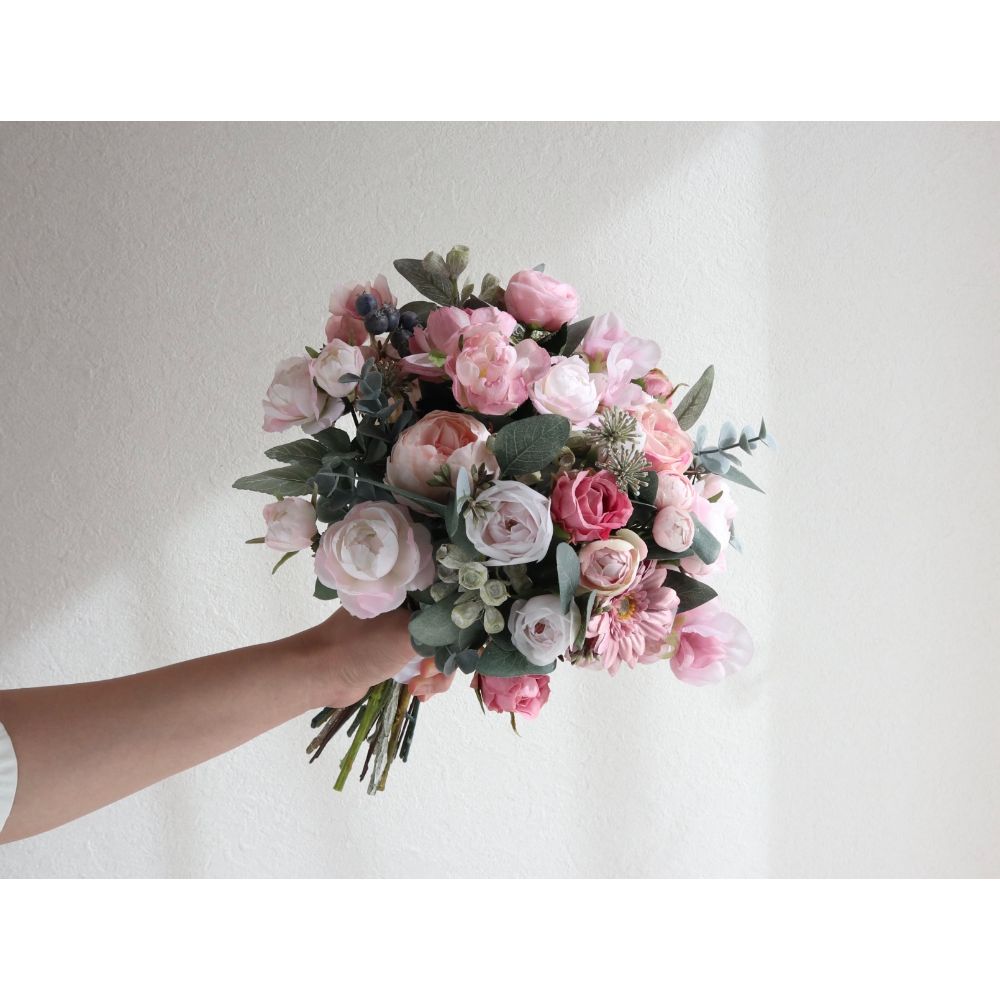 【造花】Rental Bouquet :Chateau Pink 【結婚式 フラワー 造花 ブーケ ブートニア レンタル】