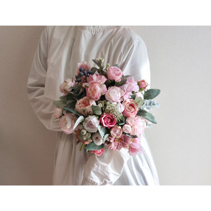 【造花】Rental Bouquet :Chateau Pink 【結婚式 フラワー 造花 ブーケ ブートニア レンタル】