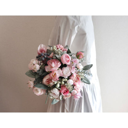 【造花】Rental Bouquet :Chateau Pink 【結婚式 フラワー 造花 ブーケ ブートニア レンタル】