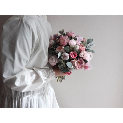 【造花】Rental Bouquet :Chateau Pink 【結婚式 フラワー 造花 ブーケ ブートニア レンタル】