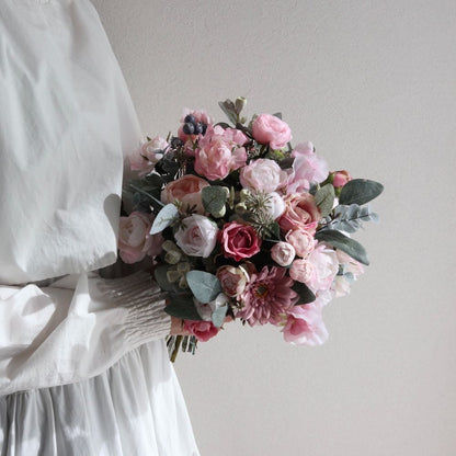 【造花】Rental Bouquet :Chateau Pink 【結婚式 フラワー 造花 ブーケ ブートニア レンタル】