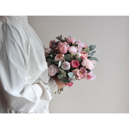 【造花】Rental Bouquet :Chateau Pink 【結婚式 フラワー 造花 ブーケ ブートニア レンタル】