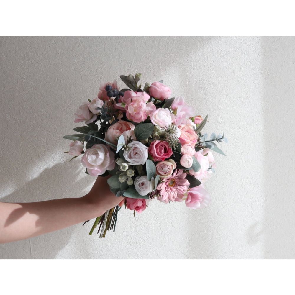 【造花】Rental Bouquet :Chateau Pink 【結婚式 フラワー 造花 ブーケ ブートニア レンタル】