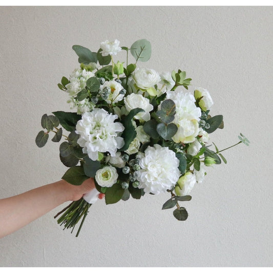 【造花】Rental Bouquet :Classical White 【結婚式 フラワー 造花 ブーケ ブートニア レンタル】
