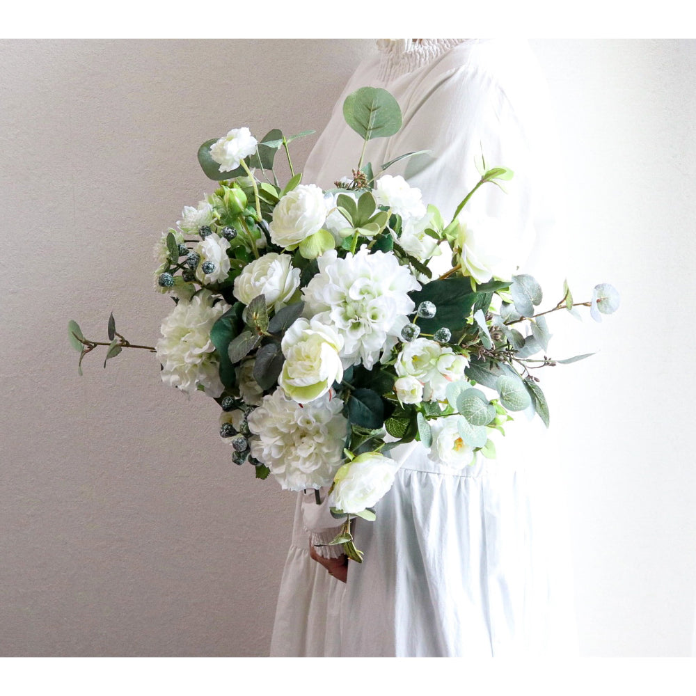 【造花】Rental Bouquet :Classical White 【結婚式 フラワー 造花 ブーケ ブートニア レンタル】