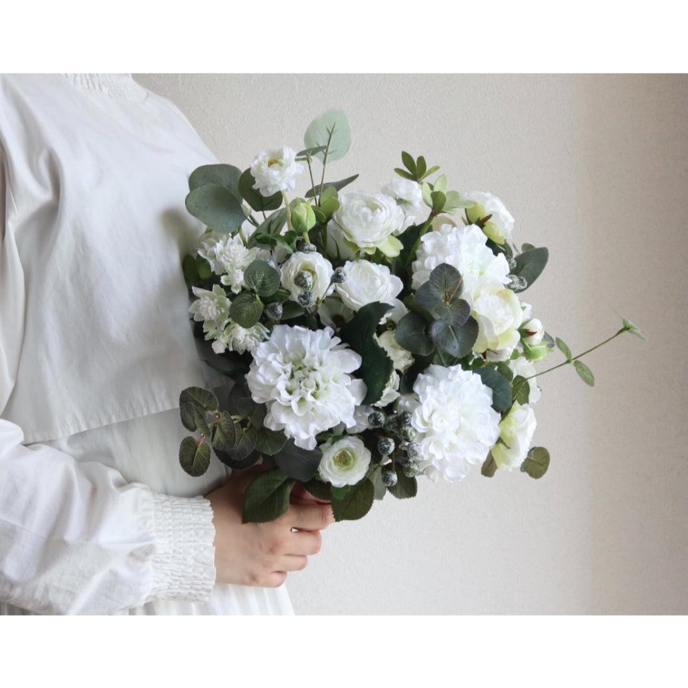 【造花】Rental Bouquet :Classical White　【結婚式　フラワー　造花　ブーケ　ブートニア　レンタル】