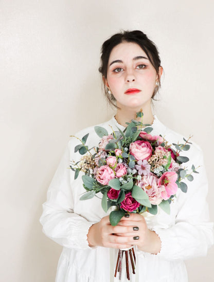 【造花】Rental Bouquet : French Rose 【結婚式 フラワー 造花 ブーケ ブートニア レンタル】