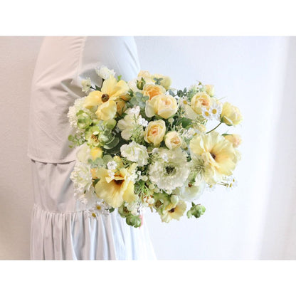【造花】Rental Bouquet :Fresh Yellow 【結婚式 フラワー 造花 ブーケ ブートニア レンタル】