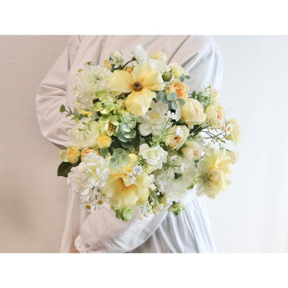 【造花】Rental Bouquet :Fresh Yellow 【結婚式 フラワー 造花 ブーケ ブートニア レンタル】