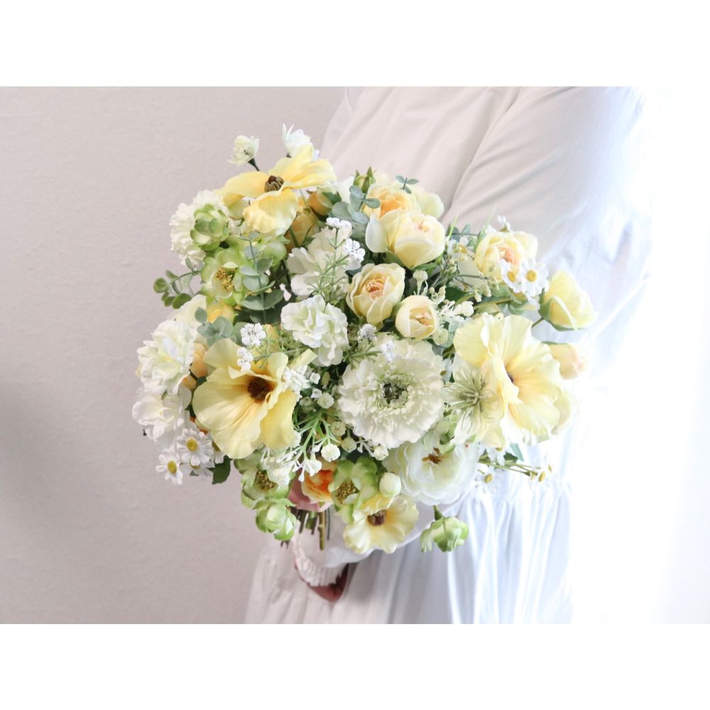 【造花】Rental Bouquet :Fresh Yellow 【結婚式 フラワー 造花 ブーケ ブートニア レンタル】