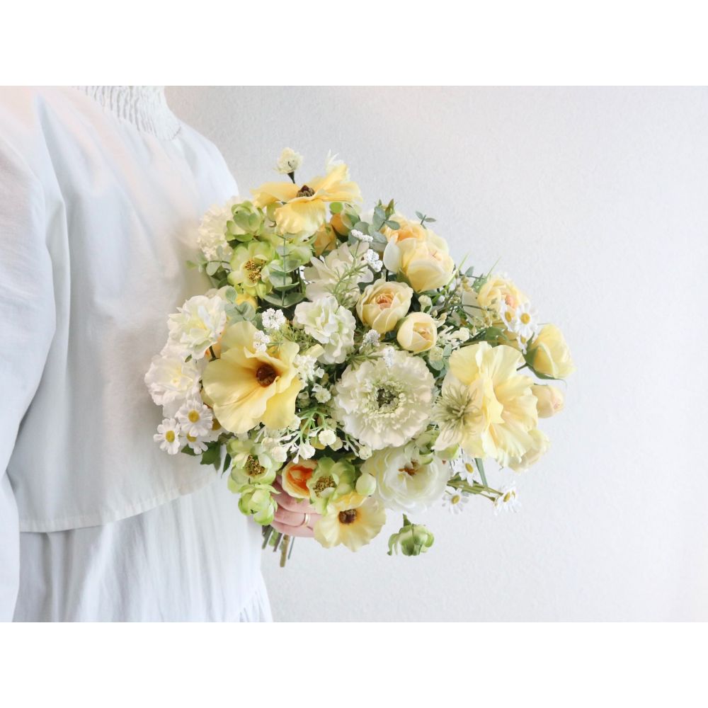 【造花】Rental Bouquet :Fresh Yellow 【結婚式 フラワー 造花 ブーケ ブートニア レンタル】