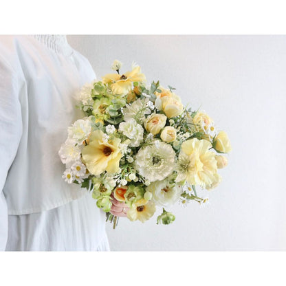 【造花】Rental Bouquet :Fresh Yellow 【結婚式 フラワー 造花 ブーケ ブートニア レンタル】