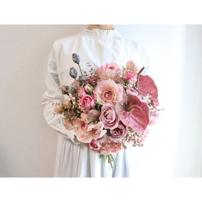 【造花】Rental Bouquet :Lady Rose 【結婚式 フラワー 造花 ブーケ ブートニア レンタル】