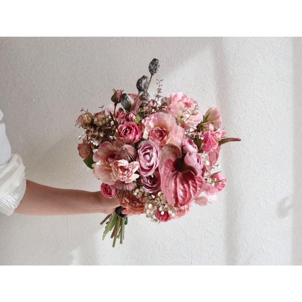 【造花】Rental Bouquet :Lady Rose　【結婚式　フラワー　造花　ブーケ　ブートニア　レンタル】