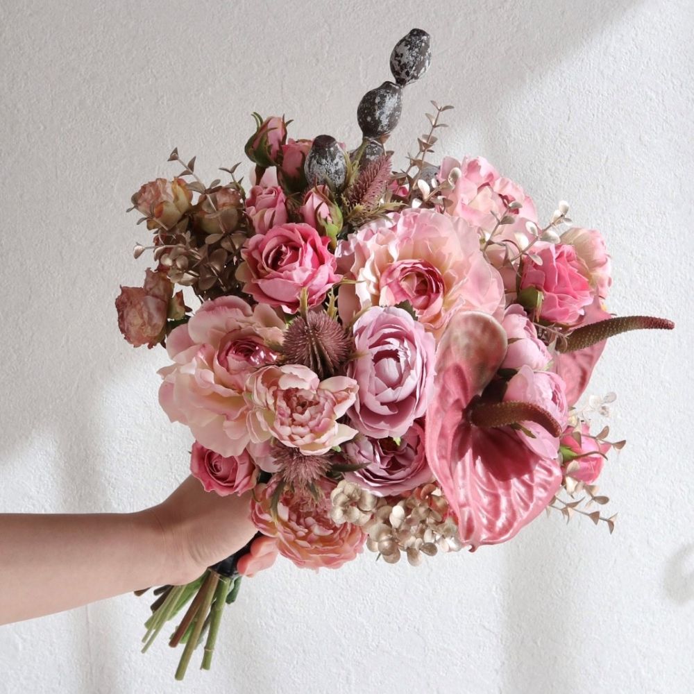 【造花】Rental Bouquet :Lady Rose 【結婚式 フラワー 造花 ブーケ ブートニア レンタル】