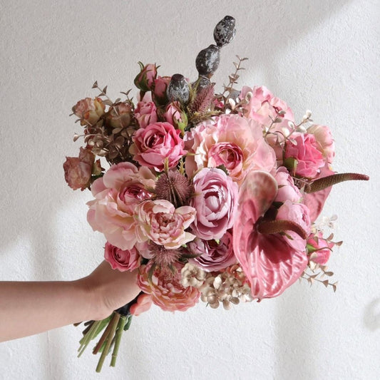 【造花】Rental Bouquet :Lady Rose 【結婚式 フラワー 造花 ブーケ ブートニア レンタル】