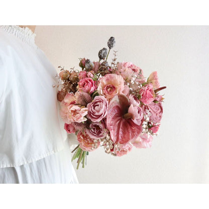 【造花】Rental Bouquet :Lady Rose 【結婚式 フラワー 造花 ブーケ ブートニア レンタル】