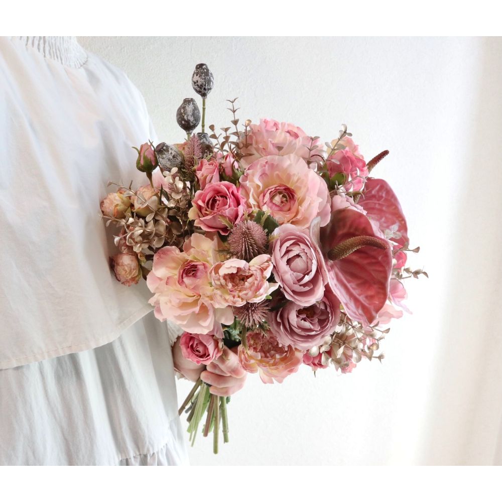 【造花】Rental Bouquet :Lady Rose 【結婚式 フラワー 造花 ブーケ ブートニア レンタル】