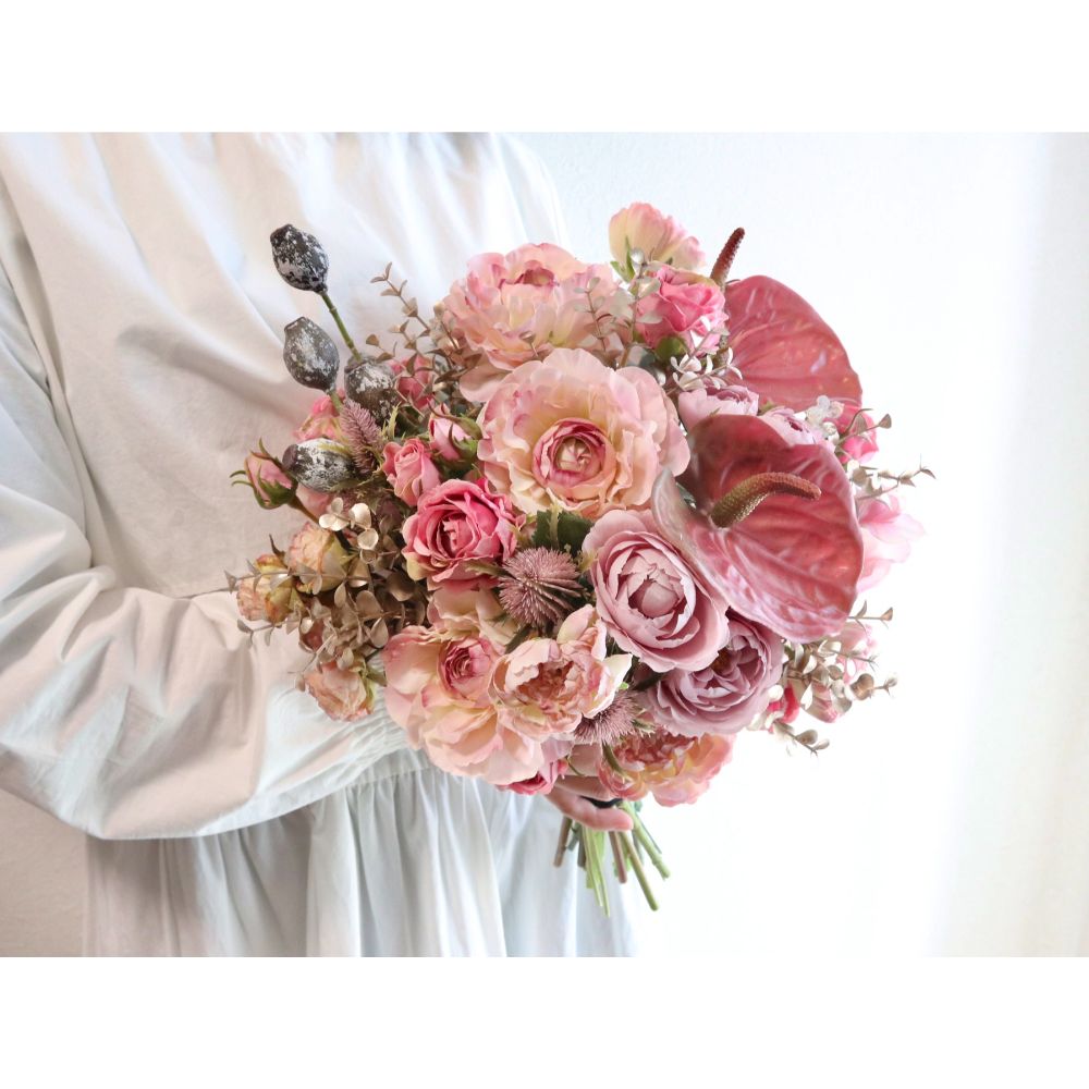 【造花】Rental Bouquet :Lady Rose　【結婚式　フラワー　造花　ブーケ　ブートニア　レンタル】