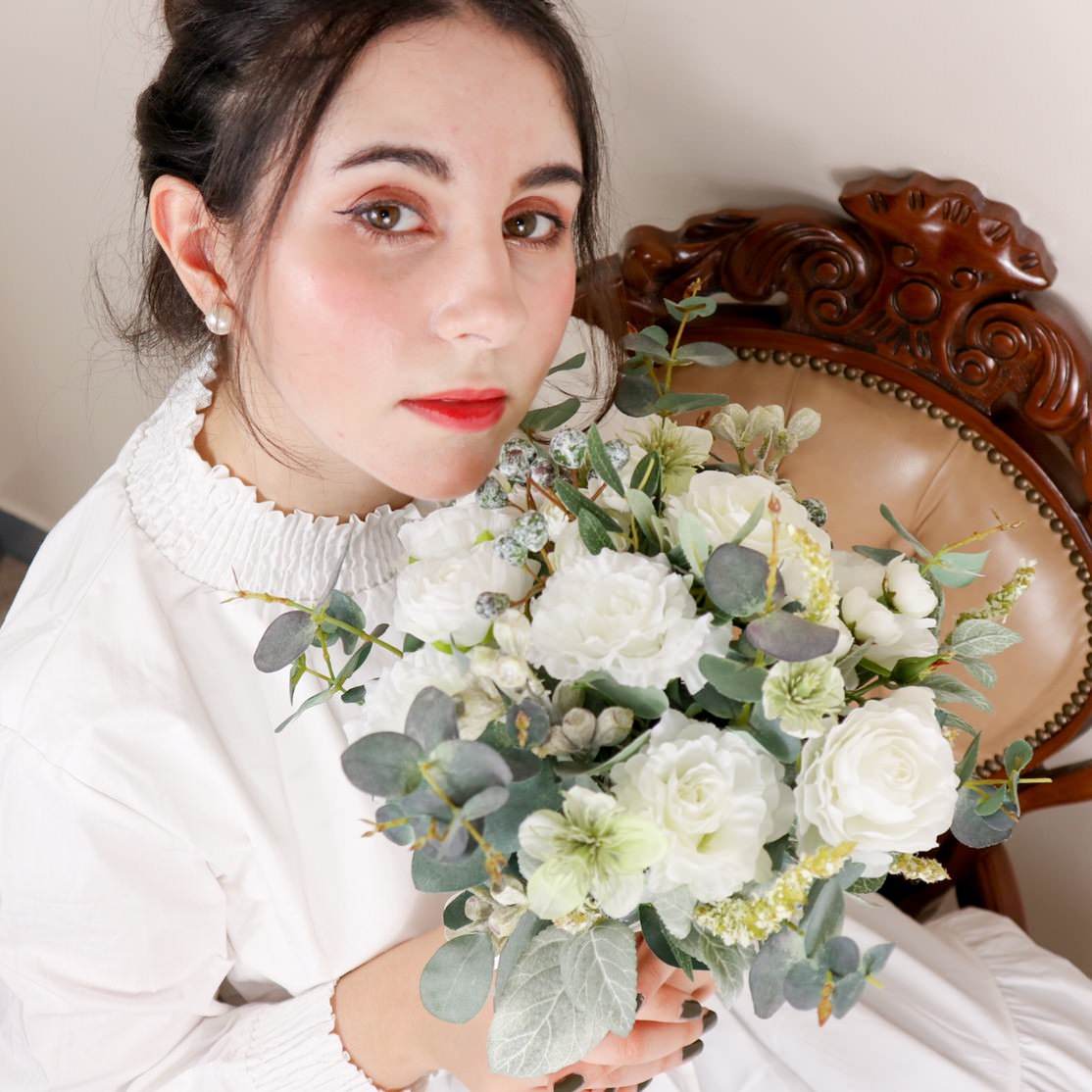 【造花】Rental Bouquet : Natural White 【結婚式 フラワー 造花 ブーケ ブートニア レンタル】