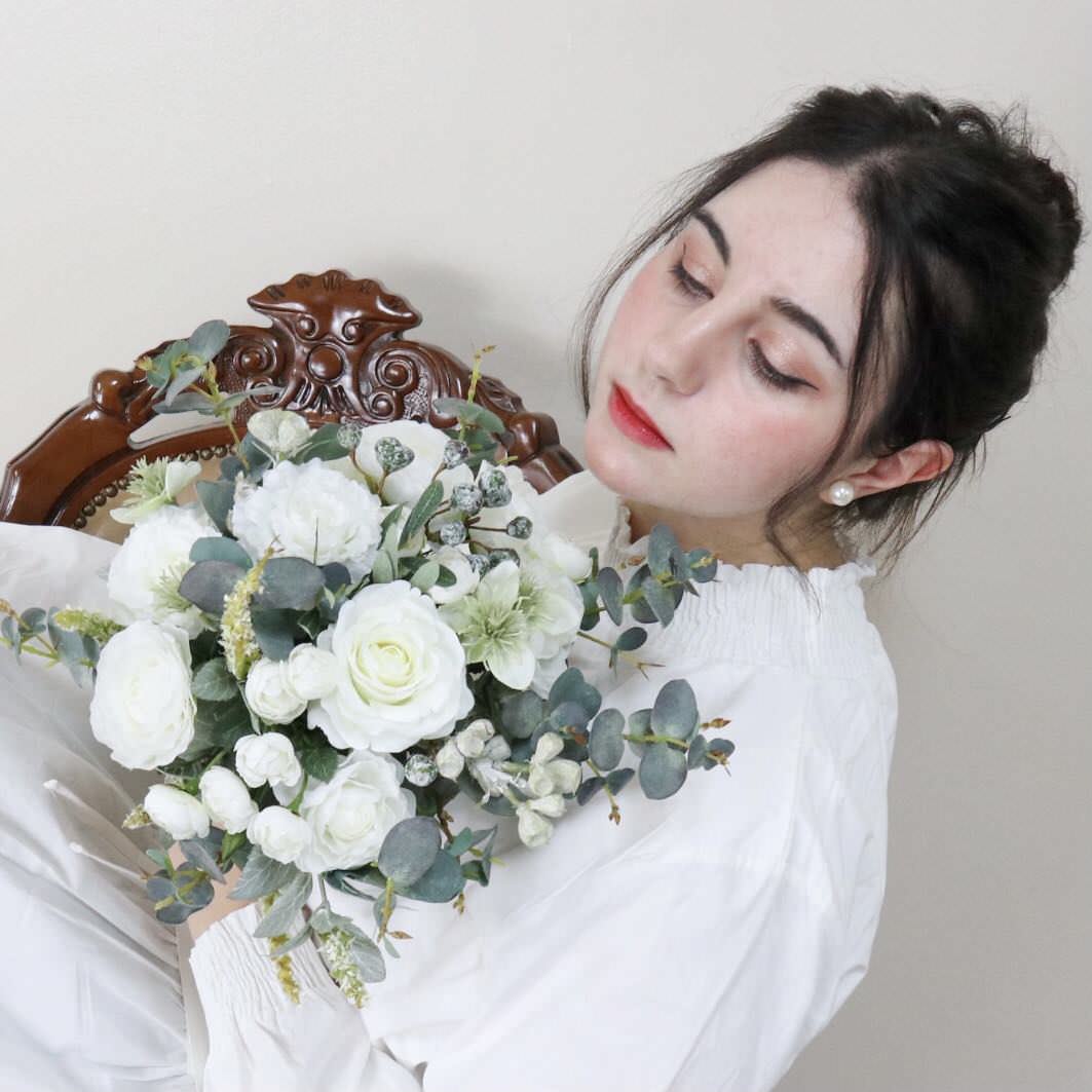 【造花】Rental Bouquet : Natural White 【結婚式 フラワー 造花 ブーケ ブートニア レンタル】