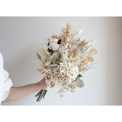 【造花】Rental Bouquet :Pampas Gold 【結婚式 フラワー 造花 ブーケ ブートニア レンタル】