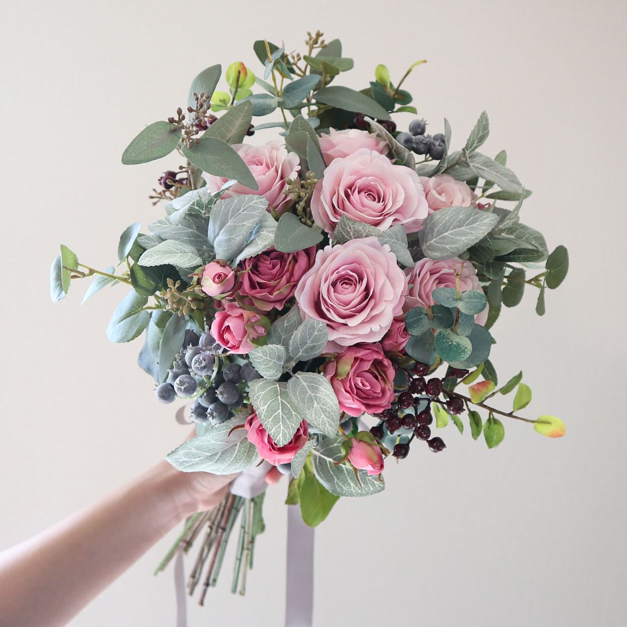 【造花】Rental Bouquet : Paris Pink 【結婚式 フラワー 造花 ブーケ ブートニア レンタル】