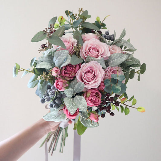 【造花】Rental Bouquet : Paris Pink 【結婚式 フラワー 造花 ブーケ ブートニア レンタル】