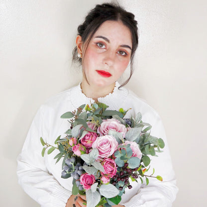 【造花】Rental Bouquet : Paris Pink 【結婚式 フラワー 造花 ブーケ ブートニア レンタル】