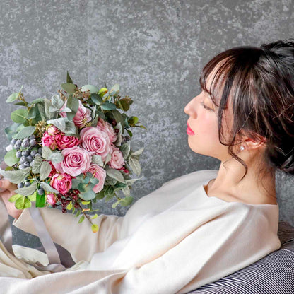【造花】Rental Bouquet : Paris Pink 【結婚式 フラワー 造花 ブーケ ブートニア レンタル】