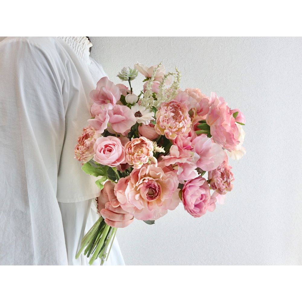 【造花】Rental Bouquet :Printemps pink 【結婚式 フラワー 造花 ブーケ ブートニア レンタル】