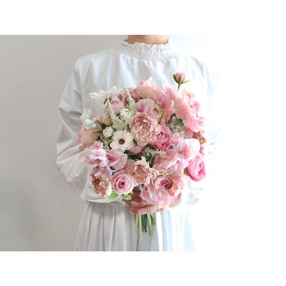 【造花】Rental Bouquet :Printemps pink　【結婚式　フラワー　造花　ブーケ　ブートニア　レンタル】