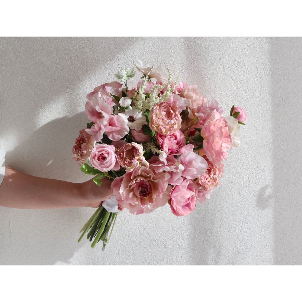 【造花】Rental Bouquet :Printemps pink 【結婚式 フラワー 造花 ブーケ ブートニア レンタル】