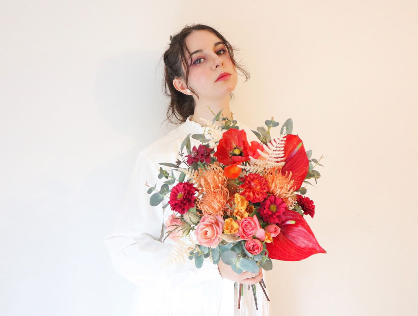 【造花】Rental Bouquet : Resort Orange　【結婚式　フラワー　造花　ブーケ　ブートニア　レンタル】