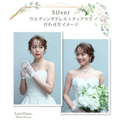 フルブルームジルコニアネックレス&イヤリング(シルバー)【結婚式　アクセサリーセット】