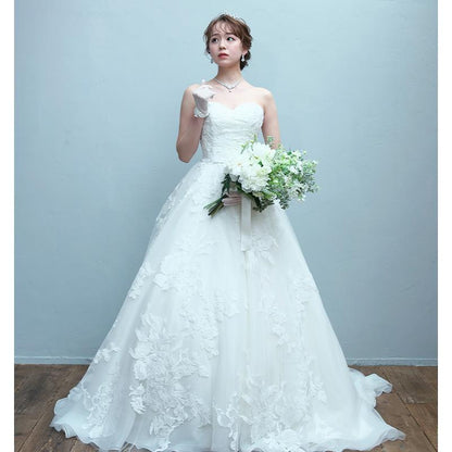 フルブルームジルコニアネックレス&ピアス(ゴールド)【結婚式 アクセサリーセット】（RL-28gp）