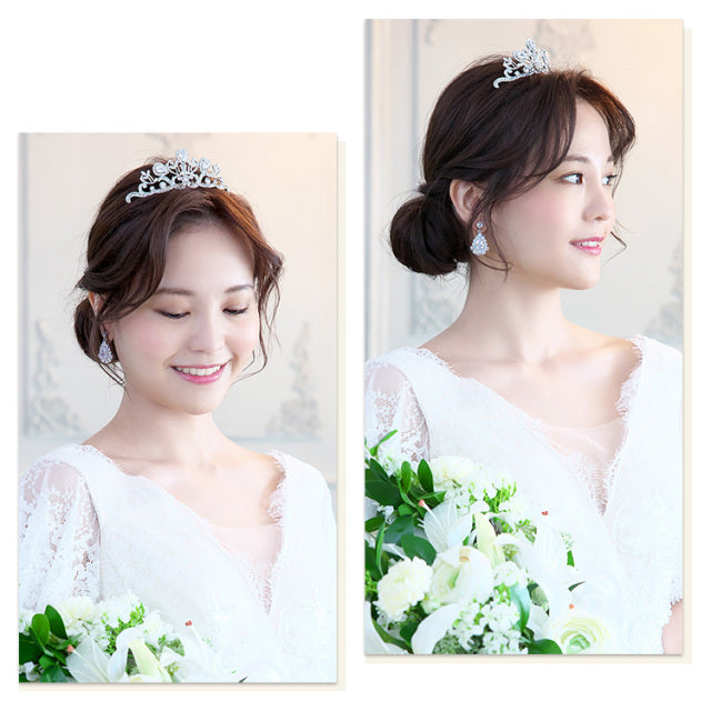 ラディアントジルコニアイヤリング・ゴールド【花嫁 アクセサリー】（RLE-36ge）