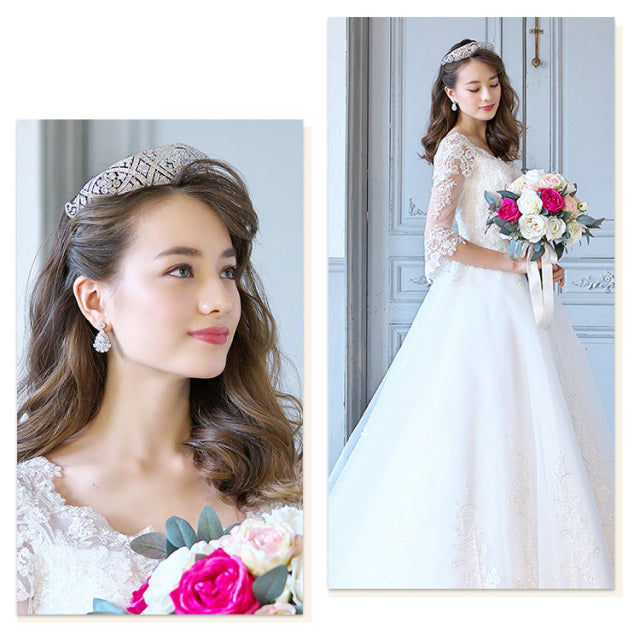 ラディアントジルコニアピアス・ゴールド【花嫁 アクセサリー】（RLE-36gp）