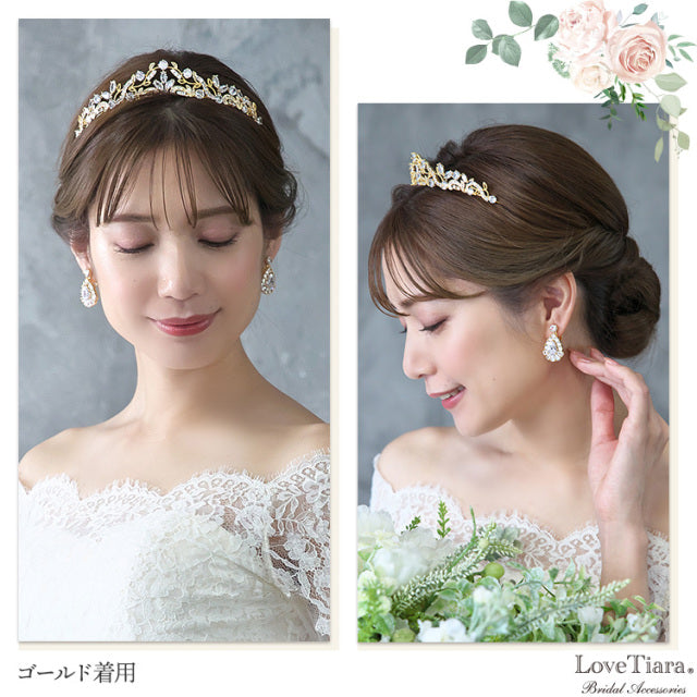 ラディアントジルコニアピアス・ゴールド【花嫁 アクセサリー】（RLE-36gp）